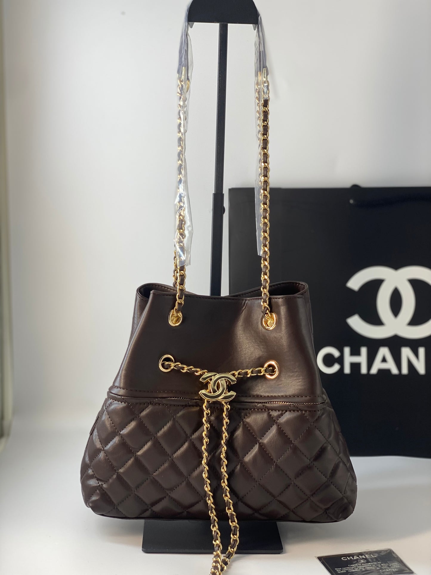 CHANEL DRAWSTRING SHOPPING brown
