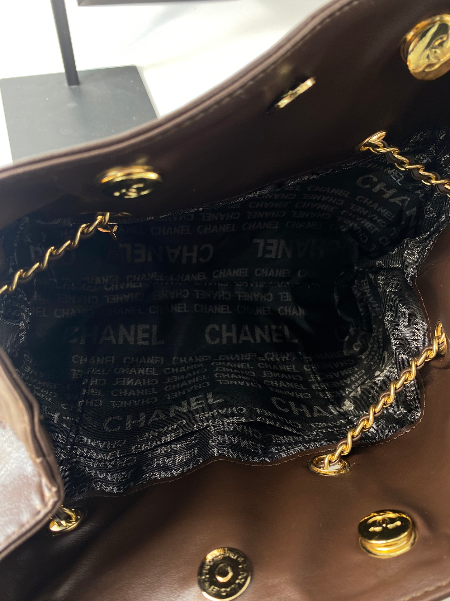 CHANEL DRAWSTRING SHOPPING brown