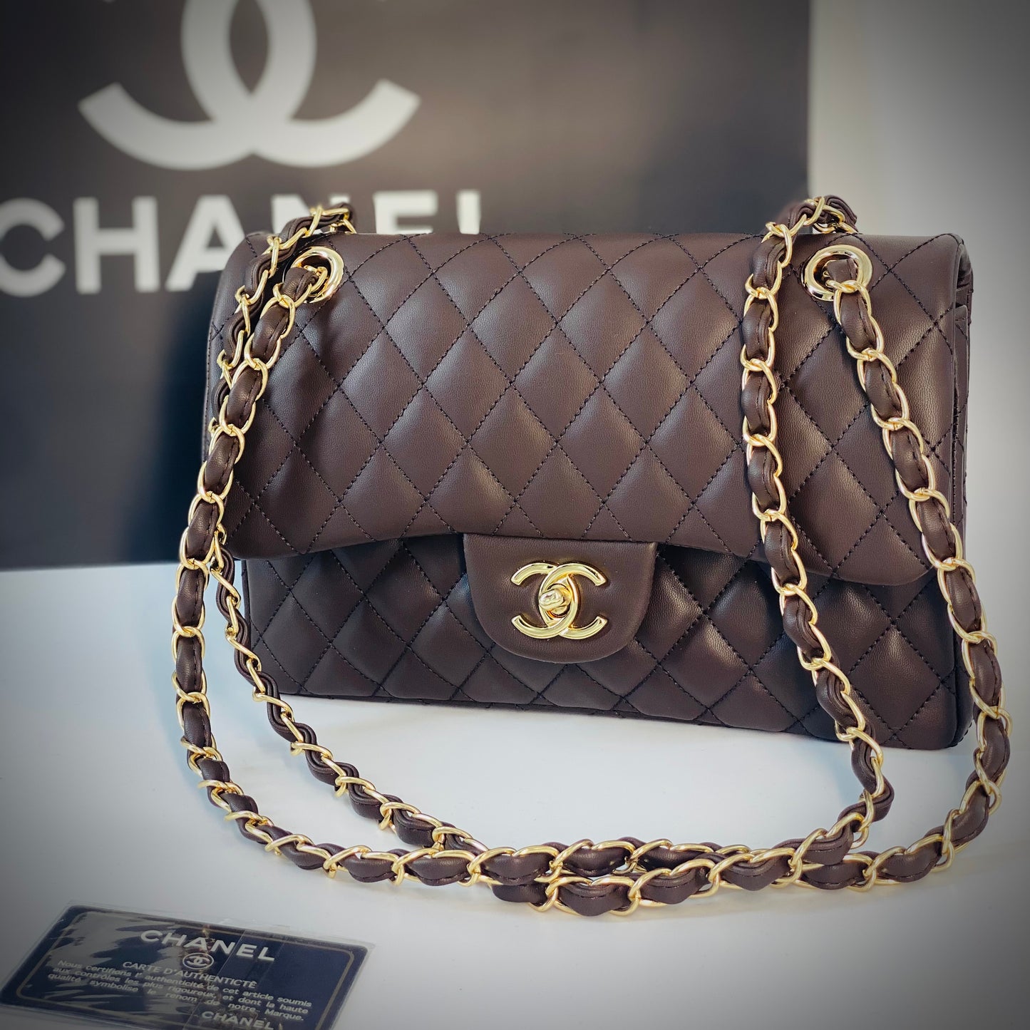 Chanel classic  flap brown