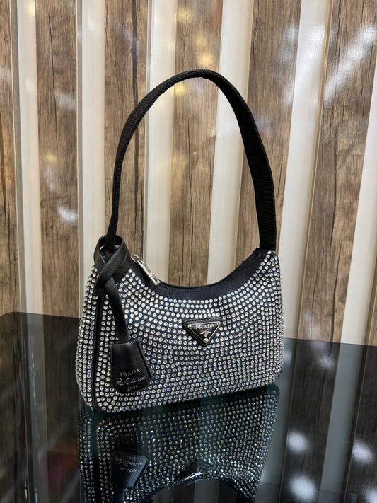 Prada saten mini bag with crystals