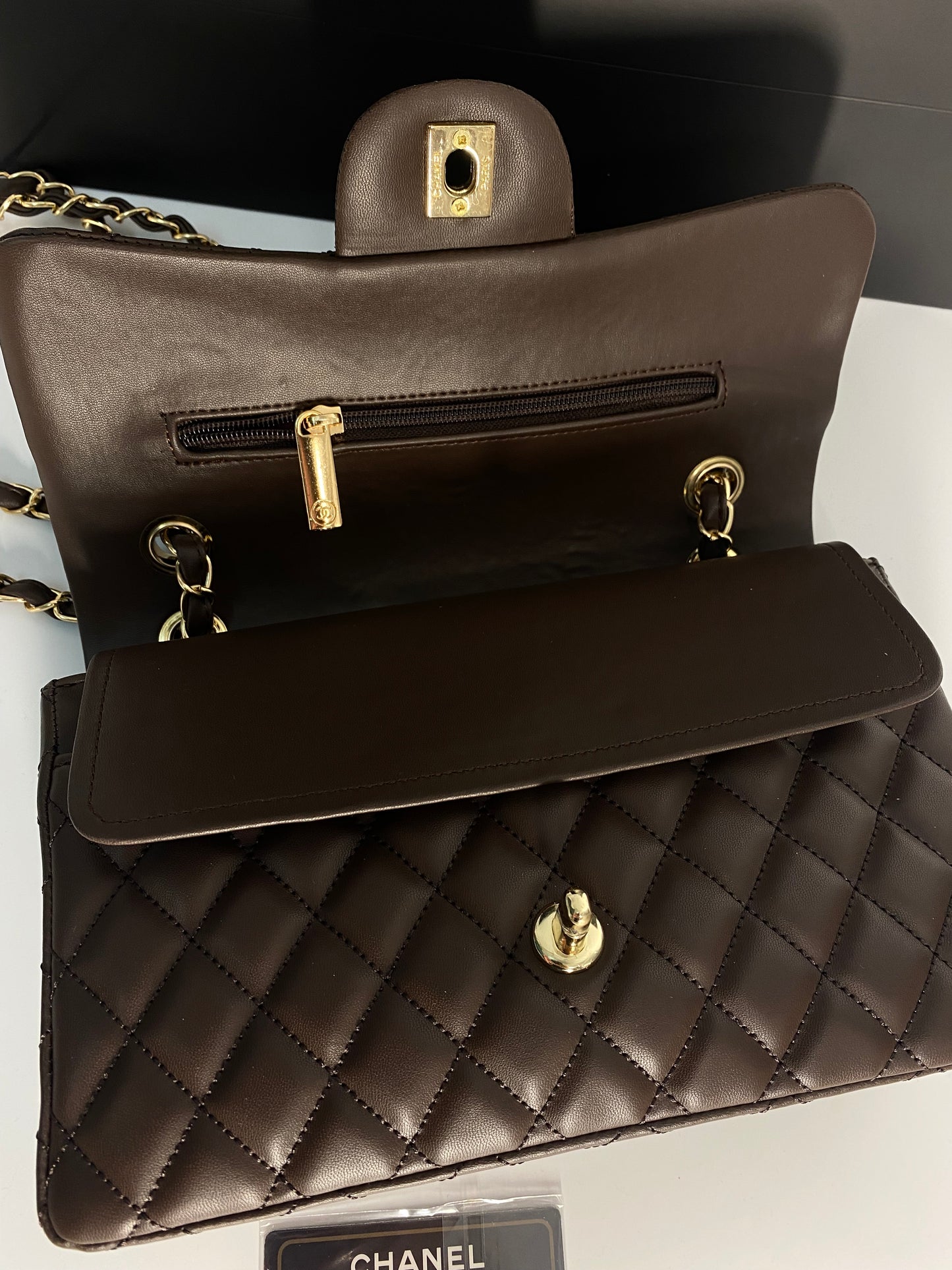 Chanel classic  flap brown