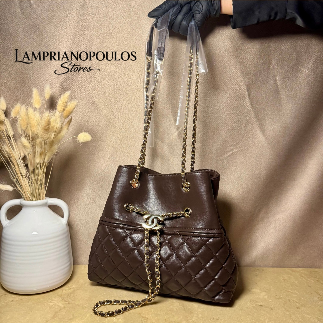 CHANEL DRAWSTRING SHOPPING brown