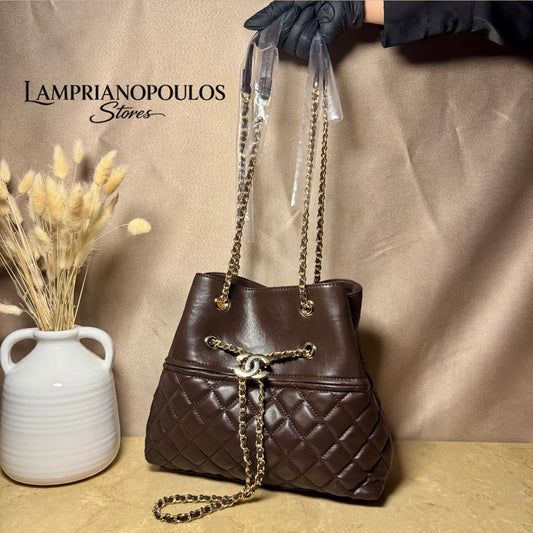 CHANEL DRAWSTRING SHOPPING brown